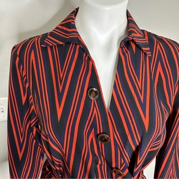 Topshop geometric black red midi dress 6 - Picture 2 of 8